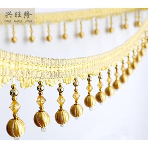 XWL 1M Crystal Beads Curtain Lace Accessories For Drapery DIY Sewing Tassel Fringes Trim Ribbons Sofa Lamp Stage Valance Decor