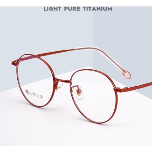 Round Frame Womens Pure Titanium Glasses Frame Full Frame Retro β Titanium Decorative Glasses Prescription Glasses Frame 2054