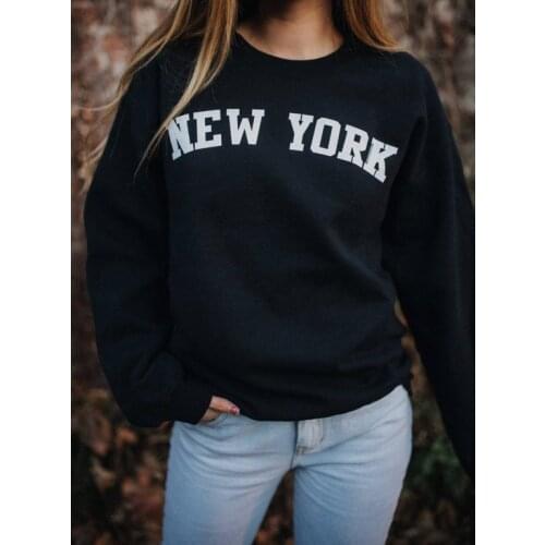 NEW YORK Autumn Winter Sweatshirt Woman Long Sleeve Fleece Pullover Female Hoodies Woman