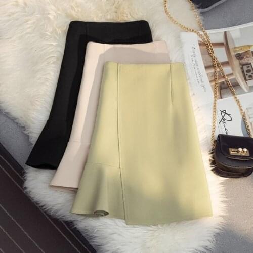Women 2021 Summer Skirts Female Solid High Waist Wrap Hip Mermaid Mini Skirt Office Lady Work Wear Elegant Slim Chic Skirts Y66