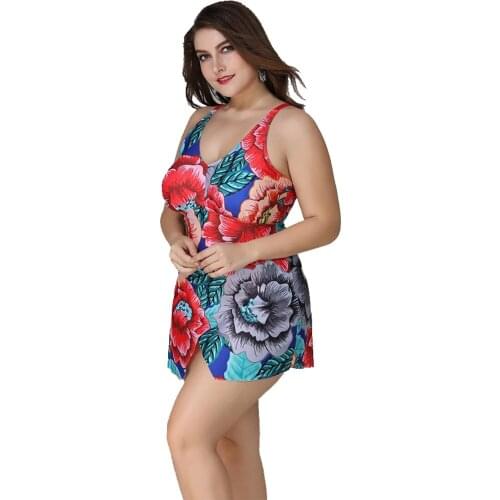 Plus Size Womens One Piece Swimsuit Flower Printed Sexy Bikini Female Swimwear Padded Push Up Bathing Suit Beachwear XL~5XL
