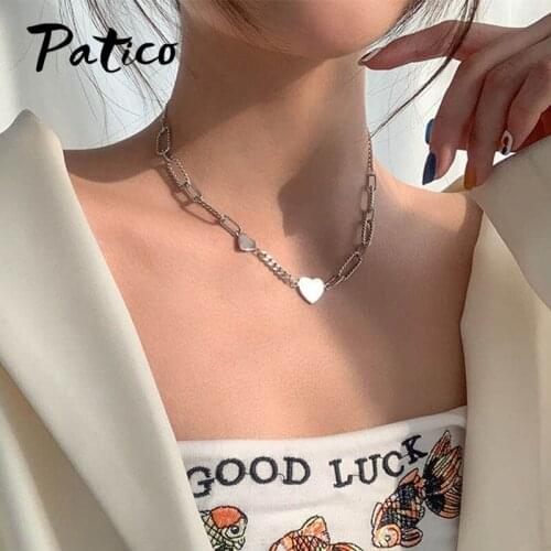 Sweet Big Small Love Heart Necklace 925 Sterling Silver Black Enamel Long Chain Necklace For Women Wedding Jewelry