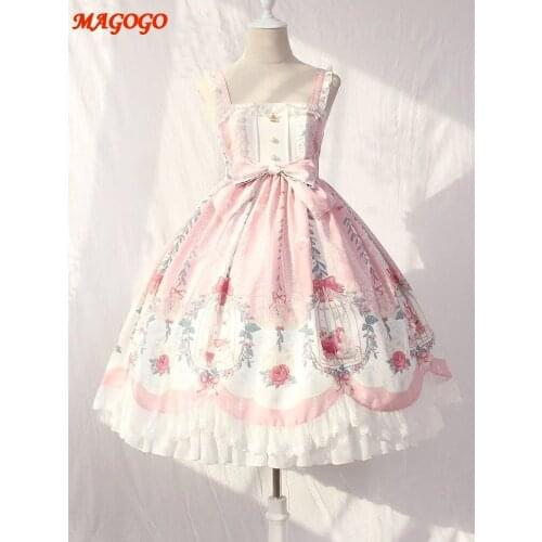 MAGOGO Sweet Lolita Dress Women Sleeveless Costume Kawaii Loose New Retro Bow Princess Dress Hot