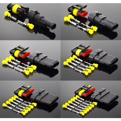 2-5sets Kit 2 pin 1/2/3/4/5/6 pins Way AMP Super seal Waterproof Electrical Wire Connector Plug for car waterproof connector