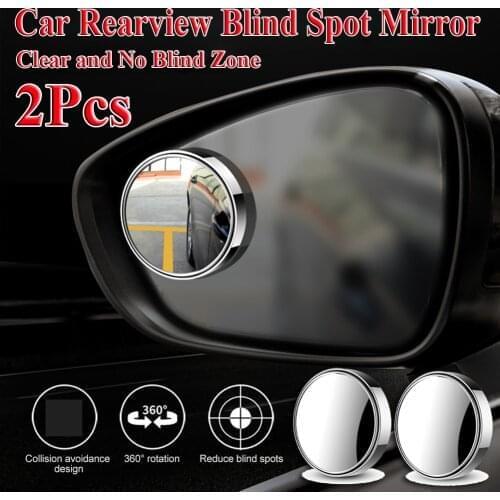 2pcs 360 Degree Adjustable Car Mirror Wide Angle Round Convex Mirrors Hd Frameless Rearview Blind Spot Mirror Car Accessories
