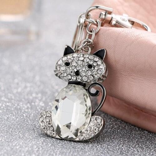 2018 NoEnName_Null New cute girls like it, friends together with cute crystal cat keyring bag keyring free shipping
