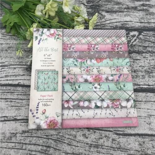 24 sheets 6"X6"Best flower Pattern Creative Scrapbooking paper pack handmade craft paper craft Background pad