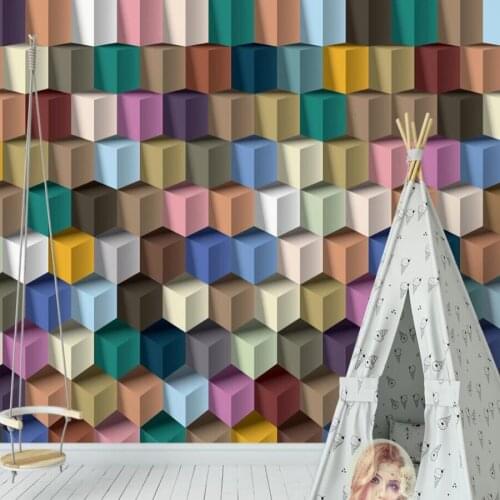 Custom large 3D wallpaper mural modern minimalist diamond geometry art deco living room bedroom wall decoration mural