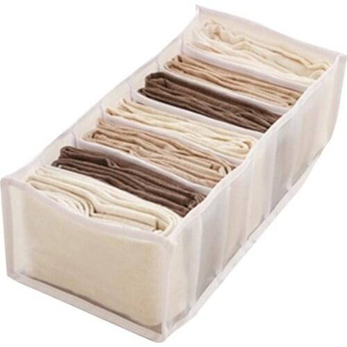 7 Grids Foldable Clothes Underpants Organizer with Compartments Jeans Divider Box Mesh Socks Drawers Cabinet Storage Box
