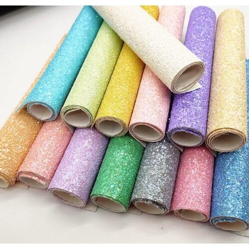 A4 sheet girl color chunky Shiny Glitter Fabric Leather For Earring Bows 1415