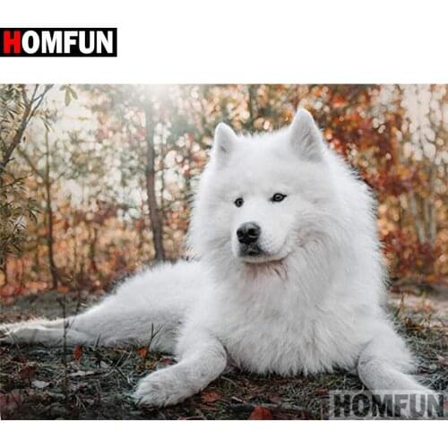 HOMFUN Full Square/Round Drill 5D DIY Diamond Painting "Dog animal landscape" Embroidery Cross Stitch 5D Home Decor A30076