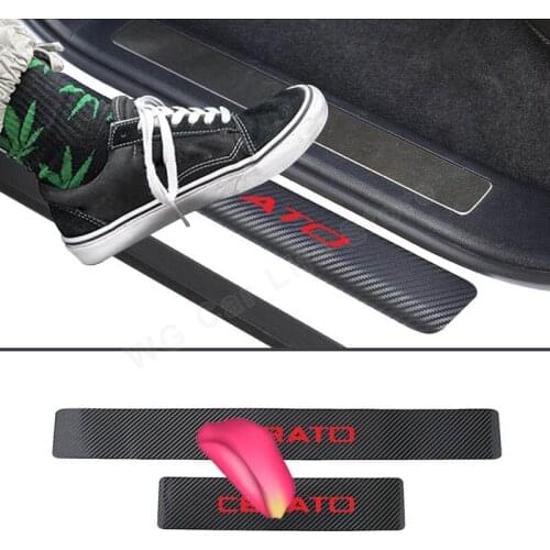 Car Stickers And Decals For Kia Cerato Carbon Fiber Auto Door Scuff Plate Protector Sticker Anti Scratch Interior Accessories