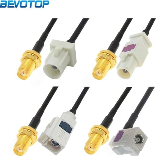 White Fakra B Male / Female to SMA Female Jack 50 Ohm RG174 Cable Adapter Radio Antenna Extension Cord RF Coaxial Pigtail Jumper