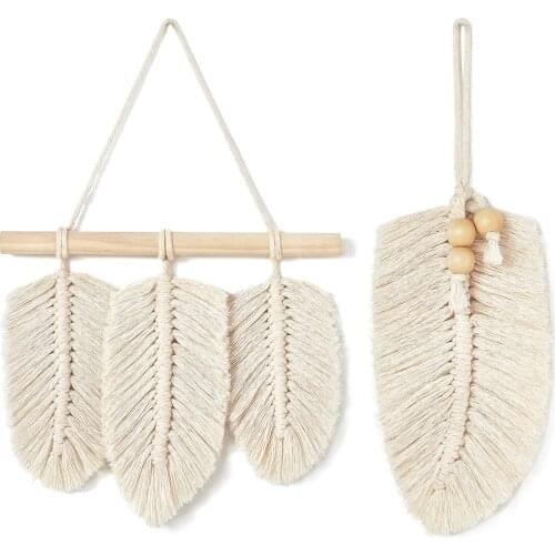 Bohemian Nordic Style Cotton Hand-woven Chic Lace Leaves Decorative Ornaments Home Decorations Macrame Boho Decor Home