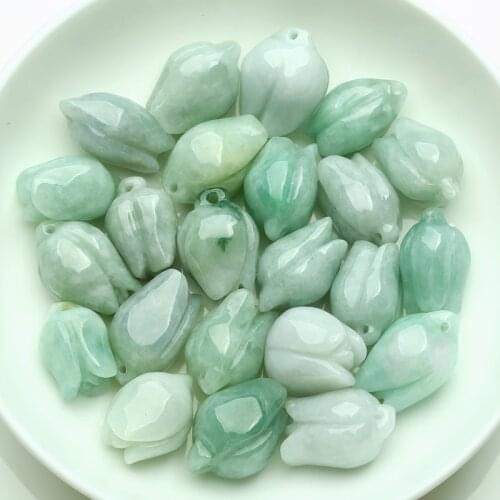 10PCS Natural Jade (Jadeite) Pendant Women Beauty Flower Loose Bead DIY Bead 19x14x11mm