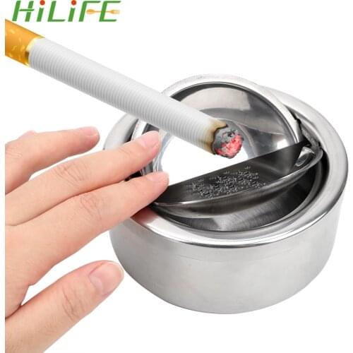 HILIFE Ash Storage Case Stainless Steel Cigarette Ashtray Round With Lid Smoking Accessories