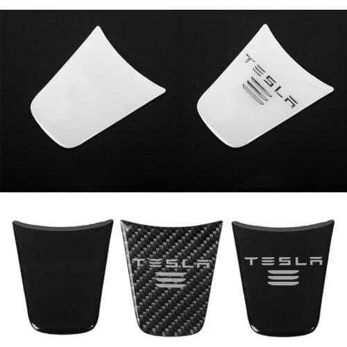 Carbon Fiber Steering Wheel Cover For Tesla Model 3 Y Accessories Interior Decoration Protector Patch Three Car Stickers