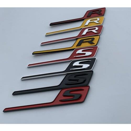 Long R S Badge Letter Emblem for Mercedes Benz AMG GTR GTS C63S E63S GLC63S GLE63S Car Styling Trunk Sticker Black Red Yellow