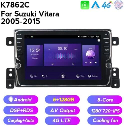 DSP RDS IPS Screen Car Radio For Suzuki Grand Vitara 3 2005 - 2015 GPS Navigation Support Cooling Fan 4G LTE BT Built in Carplay