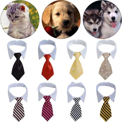 15Colors Dog Cat Striped Bow Tie Animal Striped Bowtie Collar Pet Adjustable Neck Tie White Collar Dog Necktie For Party Wedding
