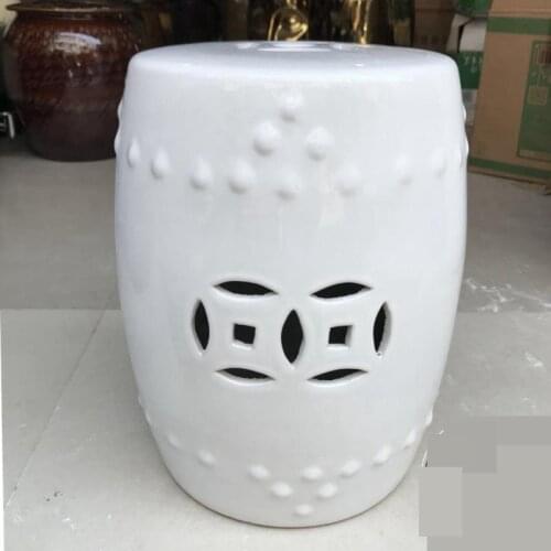 Jingdezhen Ceramic White Small Porcelain Stool Circular Drum Small Porcelain Stool Balcony Bathroom Outdoors stool