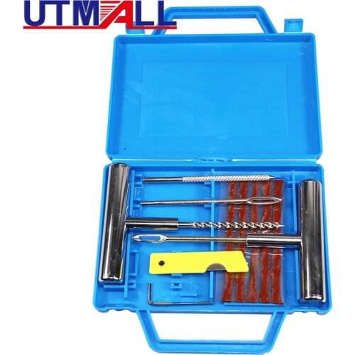 11pcs Car Tire Puncture Repair Kit Motorcycle Bike Tyre Repair Kit Emergency Heavy Duty Tubeless Plug Set Professional Portable