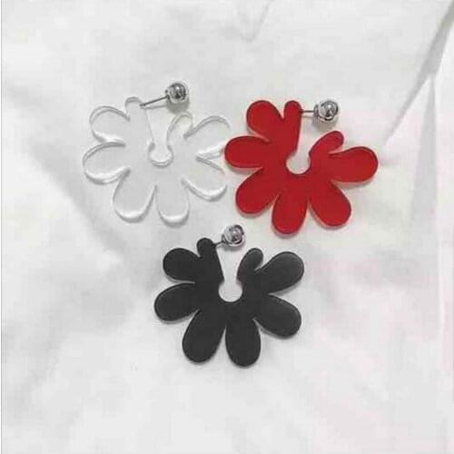 Korea Fashion 8 Colors transparent acrylic Flower Stud Earrings Women Cute Trendy earring Jewelry Wholesale E18088