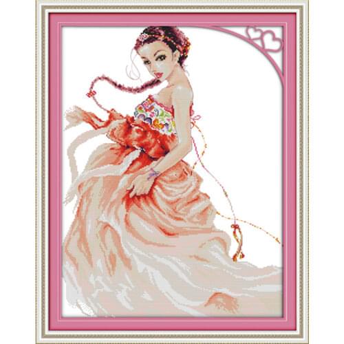 Beautiful cross stitch kit people 18ct 14ct 11ct count print canvas stitches embroidery DIY handmade needlework