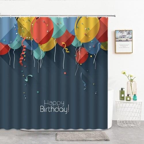 Birthday Party Colorful Balloons Shower Curtains Birthday Home Layout Atmosphere Curtain Bathtub Accessories Bathroom Products