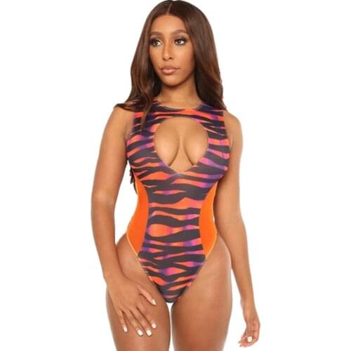 Zebra-print bikini one-piece swimsuit chest digging backless sexy swimsuit swimming wading sports diving suit beach suit