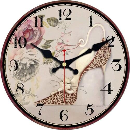 12"inch Non-Ticking Elegant Pink High Heel Shoes Wall Clock Battery Operated Quartz Shoes Paris Analog Fashion Desk Clock