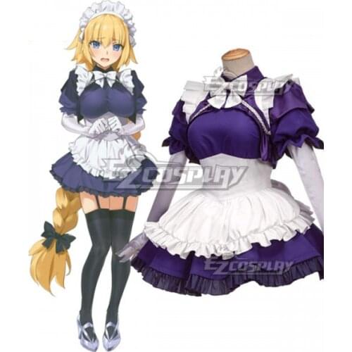 Fate Grand Order Ruler Joan Of Arc Jeanne D'Arc Maid Wear Girls Purple Lolita Party Dress Halloween Cosplay Costume E001
