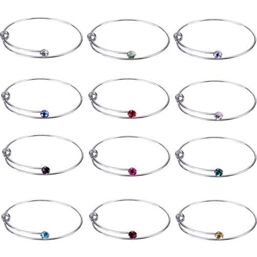 2020 Fashion Rhinestone Crystal Stone Bracelet Bangle For Women Expandable Wire Charm Bracelets Jewelry Wholesale 6Pcs