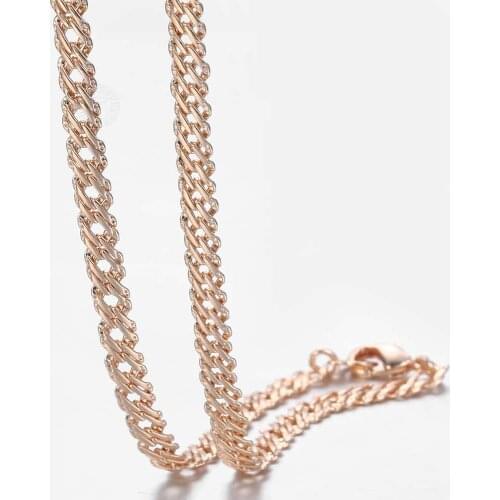 Men Womens Necklace Venitian Link 585 Rose Gold Filled 50cm 60cm Chain Necklaces for Women Davieslee Fashion Jewelry Gift LGN453