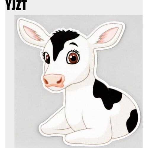 YJZT 11.7CM×12.6CM Decal Lovely Baby Cow High Quality PVC Car Sticker 11C-0293