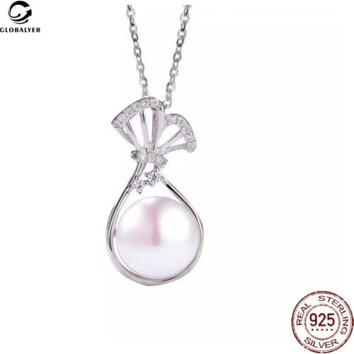 New creative fashion S925 silver blessing bag pendant Female pearl clavicle chain accessories DIY accessories Ladies jewelry 027