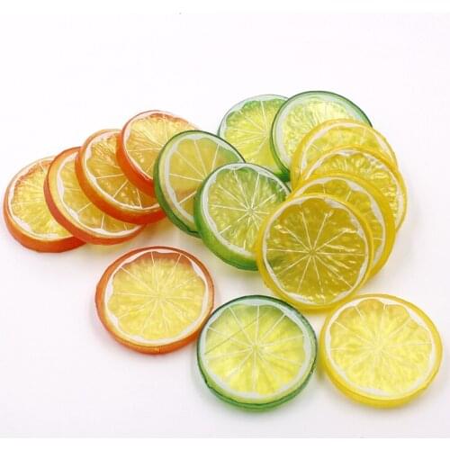 New (10 Pcs/lot) Mini Simulation Lemon Slices Super Small Plastic Fake Artificial Fruit Model Party Kitchen Wedding Decoration