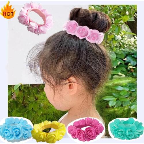 ROSE GARLAND HAIR BUN RING ElasticWreath Halo Crown Wedding Garland Headband magic hair bun hair donut