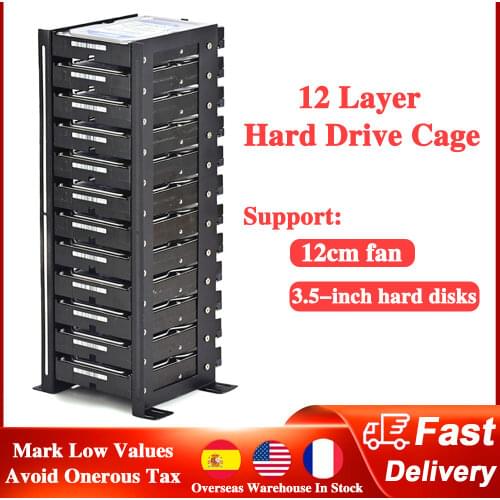 12 Layer 3.5 Inch Mechanical Hard Drive Bracket External Hard Disk Box Stack Rack Frame HDD Bracket Metal Storage Cage Bracket