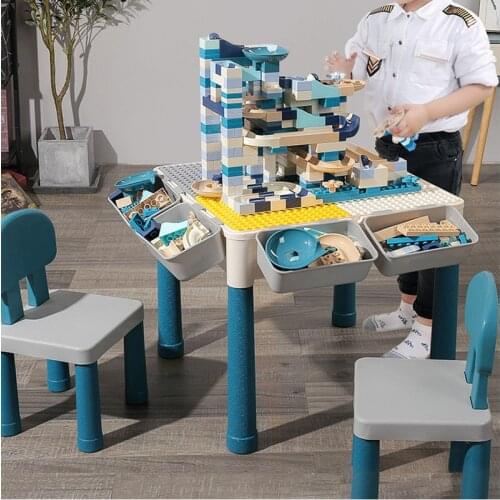 NEW Multi Functions Block Table Desk Base Plate Big Bricks Building Blocks Study Table Compatible Duploed Gift Toy For Children