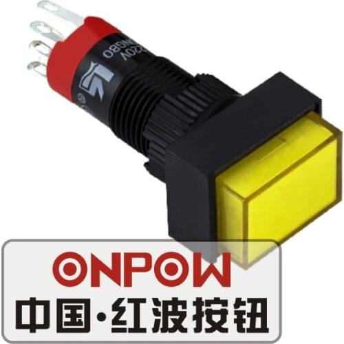 ONPOW 10mm 1NO1NC Red/Green/Blue/Yellow/White 110V/220V Momentary Rectangle Plastic Push button Switch (LAS3J-11) CE, ROHS