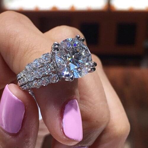 Wholesale Cubic Zircon Crystal Rhinestone Ring for Women Wedding Engagement Wedding Party Jewelry Accessories