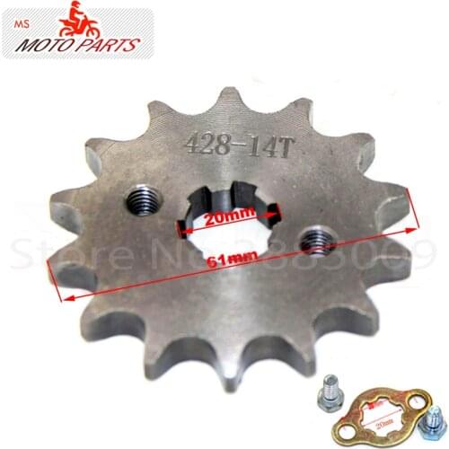 428 14T Tooth 20mm ID Front Engine Sprocket for Stomp YCF Upower Dirt Pit Bike ATV Quad Go Kart Moped Buggy Scooter Motorcycle
