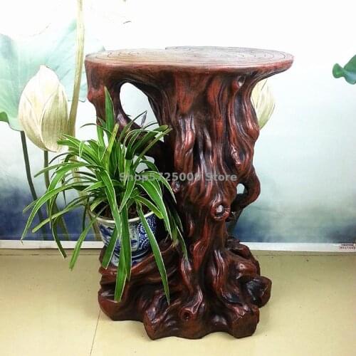 Flower stand Chinese flower pot shelf indoor living room balcony retro flower table bonsai ornaments imitation wood floor base d