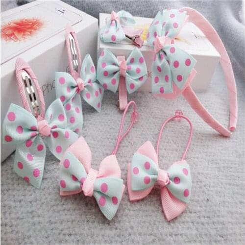 7Pcs/set Kids Girl Infant Baby Headband Cute Bow Flower Hair Band Accessories Head Rubber BandHair clip Hairpin