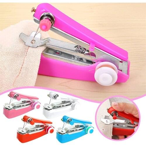 1Pc Small Manual Sewing Machine Portable Mini Sewing Machine Rolled Hem Curling Presser Foot Manual Sewing Tool Home Accession