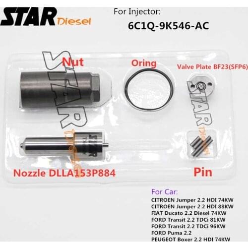 Injection Nozzle DLLA153P884 Valve Plate BF23(SFP6) Repair Kits For 1378432 6C1Q-9K546-AC 1980J7 9659325580 DCRI105800