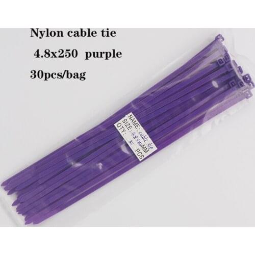 Self-locking plastic nylon cable tie 30 pieces black 5x250 cable tie fastening ring industrial cable tie cable tie set purple