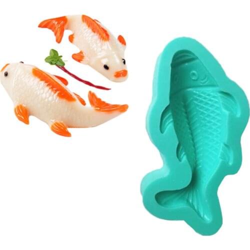 Koi Shape Fondant Cake Silicone Mold Baking DIY Carp Goldfish Chocolate Cake Mold Jelly Fondant Sugar Craft Tool