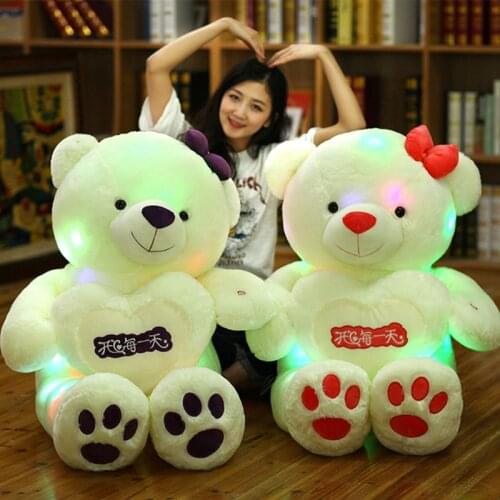 Light Up LED Bluetooth Music Lover Teddy Bear Stuffed Animals Plush Toy Colorful Glowing Cute Teddy Bear Christmas Gift for Kid